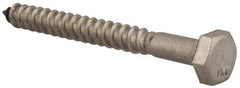 Value Collection - 1/4" Screw, 2-1/2" Length Under Head, Stainless Steel, Hex Head Lag Screw - Grade 18-8, Uncoated - USA Tool & Supply