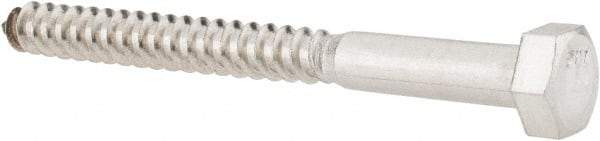 Value Collection - 5/16" Screw, 3-1/2" Length Under Head, Stainless Steel, Hex Head Lag Screw - Grade 18-8, Uncoated - USA Tool & Supply