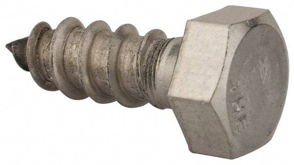 Value Collection - 3/8" Screw, 1" Length Under Head, Stainless Steel, Hex Head Lag Screw - Grade 18-8, Uncoated - USA Tool & Supply