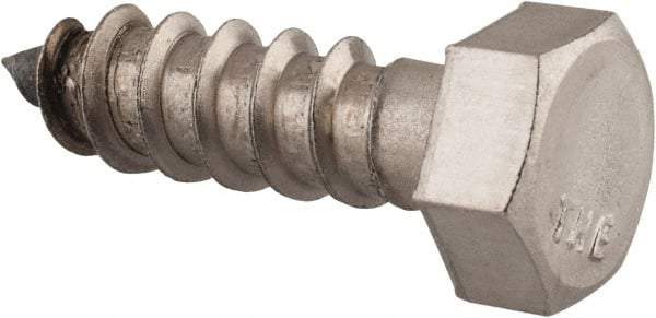 Value Collection - 3/8" Screw, 1-1/4" Length Under Head, Stainless Steel, Hex Head Lag Screw - Grade 18-8, Uncoated - USA Tool & Supply