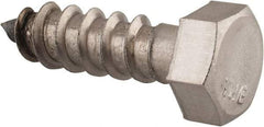 Value Collection - 3/8" Screw, 1-1/4" Length Under Head, Stainless Steel, Hex Head Lag Screw - Grade 18-8, Uncoated - USA Tool & Supply