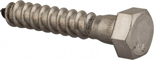 Value Collection - 3/8" Screw, 2" Length Under Head, Stainless Steel, Hex Head Lag Screw - Grade 18-8, Uncoated - USA Tool & Supply
