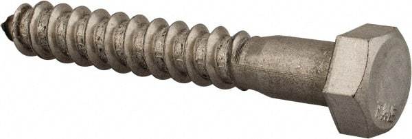 Value Collection - 3/8" Screw, 2-1/2" Length Under Head, Stainless Steel, Hex Head Lag Screw - Grade 18-8, Uncoated - USA Tool & Supply
