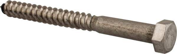 Value Collection - 3/8" Screw, 4" Length Under Head, Stainless Steel, Hex Head Lag Screw - Grade 18-8, Uncoated - USA Tool & Supply