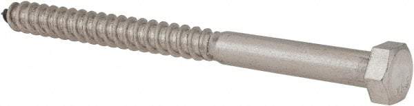 Value Collection - 3/8" Screw, 5" Length Under Head, Stainless Steel, Hex Head Lag Screw - Grade 18-8, Uncoated - USA Tool & Supply