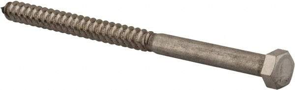 Value Collection - 3/8" Screw, 6" Length Under Head, Stainless Steel, Hex Head Lag Screw - Grade 18-8, Uncoated - USA Tool & Supply