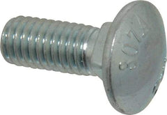 Value Collection - 3/8-16 UNC 1" Length Under Head, Standard Square Neck, Carriage Bolt - Grade 2 Steel, Zinc-Plated Finish - USA Tool & Supply