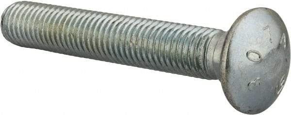 Value Collection - 5/8-11 UNC 4" Length Under Head, Standard Square Neck, Carriage Bolt - Grade 2 Steel, Zinc-Plated Finish - USA Tool & Supply