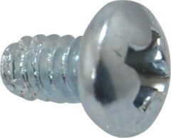 Value Collection - #6-32 UNC Thread, 1/4" Length Under Head, Phillips Drive Steel Thread Cutting Screw - Pan Head, Grade 2, Point Type F, Zinc-Plated Finish - USA Tool & Supply