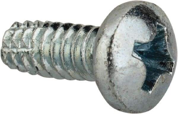 Value Collection - #6-32 UNC Thread, 3/8" Length Under Head, Phillips Drive Steel Thread Cutting Screw - Pan Head, Grade 2, Point Type F, Zinc-Plated Finish - USA Tool & Supply