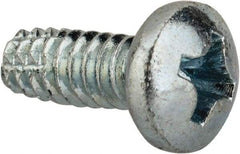 Value Collection - #6-32 UNC Thread, 3/8" Length Under Head, Phillips Drive Steel Thread Cutting Screw - Pan Head, Grade 2, Point Type F, Zinc-Plated Finish - USA Tool & Supply
