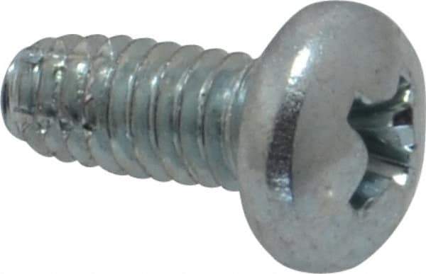 Value Collection - #8-32 UNC Thread, 3/8" Length Under Head, Phillips Drive Steel Thread Cutting Screw - Pan Head, Grade 2, Point Type F, Zinc-Plated Finish - USA Tool & Supply