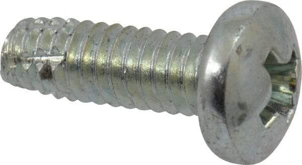 Value Collection - #8-32 UNC Thread, 1/2" Length Under Head, Phillips Drive Steel Thread Cutting Screw - Pan Head, Grade 2, Point Type F, Zinc-Plated Finish - USA Tool & Supply