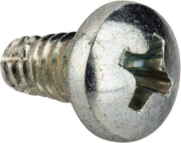 Value Collection - #10-24 UNC Thread, 3/8" Length Under Head, Phillips Drive Steel Thread Cutting Screw - Pan Head, Grade 2, Point Type F, Zinc-Plated Finish - USA Tool & Supply