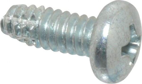 Value Collection - #10-24 UNC Thread, 1/2" Length Under Head, Phillips Drive Steel Thread Cutting Screw - Pan Head, Grade 2, Point Type F, Zinc-Plated Finish - USA Tool & Supply