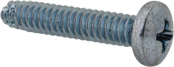 Value Collection - #10-24 UNC Thread, 1" Length Under Head, Phillips Drive Steel Thread Cutting Screw - Pan Head, Grade 2, Point Type F, Zinc-Plated Finish - USA Tool & Supply