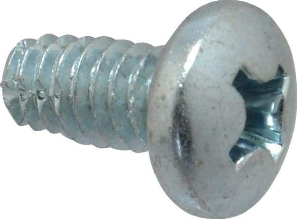 Value Collection - 1/4-20 UNC Thread, 1/2" Length Under Head, Phillips Drive Steel Thread Cutting Screw - Pan Head, Grade 2, Point Type F, Zinc-Plated Finish - USA Tool & Supply