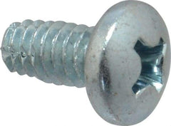 Value Collection - 1/4-20 UNC Thread, 1/2" Length Under Head, Phillips Drive Steel Thread Cutting Screw - Pan Head, Grade 2, Point Type F, Zinc-Plated Finish - USA Tool & Supply