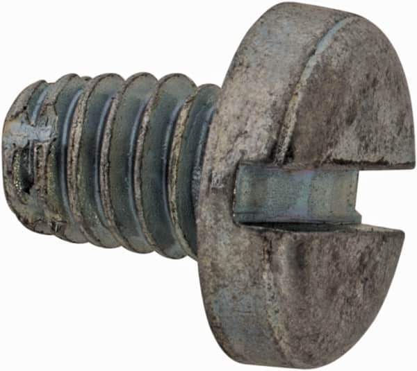 Value Collection - #8-32 UNC Thread, 1/4" Length Under Head, Slotted Drive Steel Thread Cutting Screw - Pan Head, Grade 2, Point Type F, Zinc-Plated Finish - USA Tool & Supply