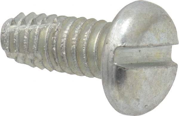Value Collection - #8-32 UNC Thread, 3/8" Length Under Head, Slotted Drive Steel Thread Cutting Screw - Pan Head, Grade 2, Point Type F, Zinc-Plated Finish - USA Tool & Supply
