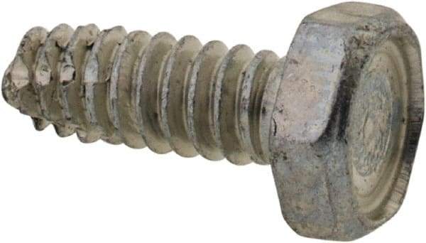 Value Collection - #6-32 UNC Thread, 3/8" Length Under Head, Hex Drive Steel Thread Cutting Screw - Hex Head, Grade 2, Point Type F, Zinc-Plated Finish - USA Tool & Supply