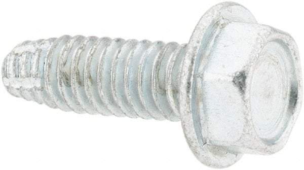 Value Collection - #8-32 UNC Thread, 1/2" Length Under Head, Hex Drive Steel Thread Cutting Screw - Hex Head, Grade 2, Point Type F, Zinc-Plated Finish - USA Tool & Supply