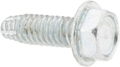 Value Collection - #8-32 UNC Thread, 1/2" Length Under Head, Hex Drive Steel Thread Cutting Screw - Hex Head, Grade 2, Point Type F, Zinc-Plated Finish - USA Tool & Supply