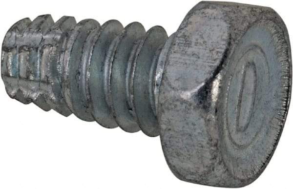 Value Collection - #10-24 UNC Thread, 3/8" Length Under Head, Hex Drive Steel Thread Cutting Screw - Hex Head, Grade 2, Point Type F, Zinc-Plated Finish - USA Tool & Supply