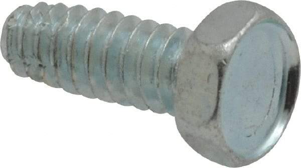 Value Collection - #10-24 UNC Thread, 1/2" Length Under Head, Hex Drive Steel Thread Cutting Screw - Hex Head, Grade 2, Point Type F, Zinc-Plated Finish - USA Tool & Supply