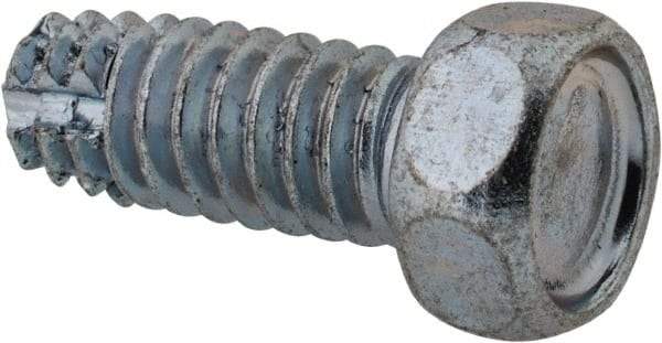 Value Collection - 1/4-20 UNC Thread, 5/8" Length Under Head, Hex Drive Steel Thread Cutting Screw - Hex Head, Grade 2, Point Type F, Zinc-Plated Finish - USA Tool & Supply