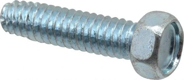 Value Collection - 1/4-20 UNC Thread, 1" Length Under Head, Hex Drive Steel Thread Cutting Screw - Hex Head, Grade 2, Point Type F, Zinc-Plated Finish - USA Tool & Supply