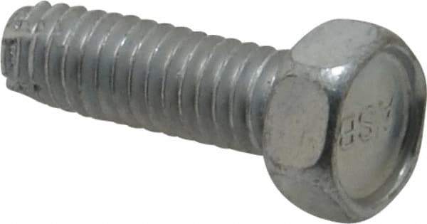Value Collection - 5/16-18 UNC Thread, 1" Length Under Head, Hex Drive Steel Thread Cutting Screw - Hex Head, Grade 2, Point Type F, Zinc-Plated Finish - USA Tool & Supply
