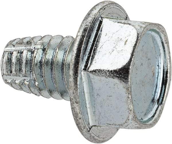 Value Collection - 5/16-18 UNC Thread, 1/2" Length Under Head, Hex Drive Steel Thread Cutting Screw - Hex Washer Head, Grade 2, Point Type F, Zinc-Plated Finish - USA Tool & Supply
