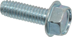 Value Collection - 5/16-18 UNC Thread, 1" Length Under Head, Hex Drive Steel Thread Cutting Screw - Hex Washer Head, Grade 2, Point Type F, Zinc-Plated Finish - USA Tool & Supply