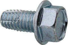 Value Collection - 3/8-16 UNC Thread, 3/4" Length Under Head, Hex Drive Steel Thread Cutting Screw - Hex Washer Head, Grade 2, Point Type F, Zinc-Plated Finish - USA Tool & Supply
