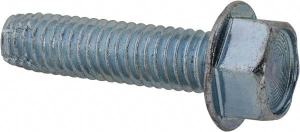 Value Collection - 3/8-16 UNC Thread, 1-1/2" Length Under Head, Hex Drive Steel Thread Cutting Screw - Hex Washer Head, Grade 2, Point Type F, Zinc-Plated Finish - USA Tool & Supply