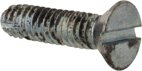 Value Collection - #8-32 UNC Thread, 5/8" OAL, Slotted Drive Steel Thread Cutting Screw - Flat Head, Grade 2, Point Type F, Zinc-Plated Finish - USA Tool & Supply
