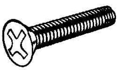 Value Collection - #4-40 UNC Thread, 3/8" OAL, #1 Phillips Drive Steel Thread Cutting Screw - Flat Head, Grade 1016-1024, Point Type F, Zinc-Plated Finish - USA Tool & Supply
