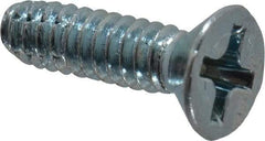 Value Collection - #6-32 UNC Thread, 1/2" OAL, Phillips Drive Steel Thread Cutting Screw - Flat Head, Grade 2, Point Type F, Zinc-Plated Finish - USA Tool & Supply