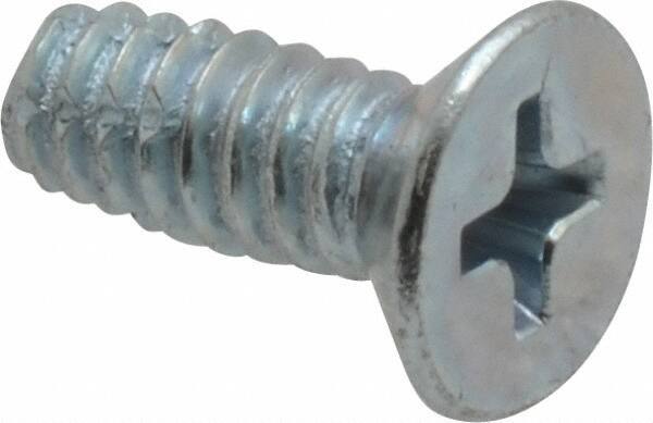 Value Collection - #10-24 UNC Thread, 1/2" OAL, Phillips Drive Steel Thread Cutting Screw - Flat Head, Grade 2, Point Type F, Zinc-Plated Finish - USA Tool & Supply