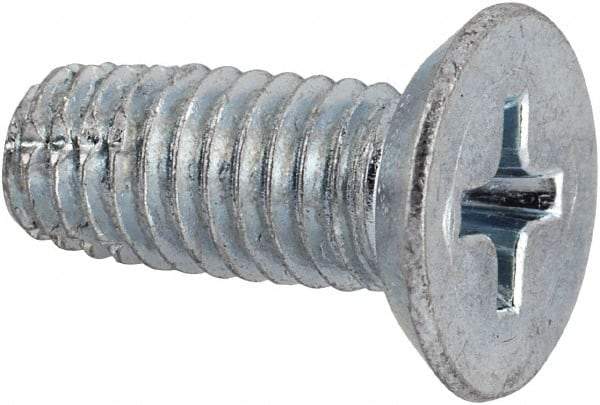 Value Collection - #10-32 UNF Thread, 1/2" OAL, Phillips Drive Steel Thread Cutting Screw - Flat Head, Grade 2, Point Type F, Zinc-Plated Finish - USA Tool & Supply