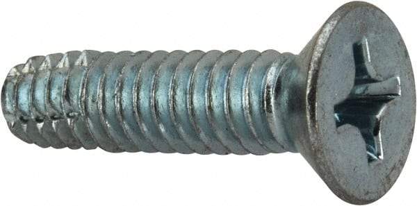 Value Collection - 1/4-20 UNC Thread, 1" OAL, Phillips Drive Steel Thread Cutting Screw - Flat Head, Grade 2, Point Type F, Zinc-Plated Finish - USA Tool & Supply