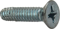 Value Collection - 1/4-20 UNC Thread, 1" OAL, Phillips Drive Steel Thread Cutting Screw - Flat Head, Grade 2, Point Type F, Zinc-Plated Finish - USA Tool & Supply