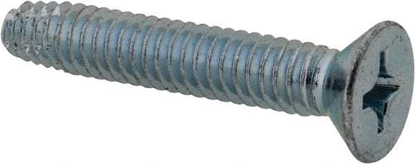 Value Collection - 1/4-20 UNC Thread, 1-1/2" OAL, Phillips Drive Steel Thread Cutting Screw - Flat Head, Grade 2, Point Type F, Zinc-Plated Finish - USA Tool & Supply