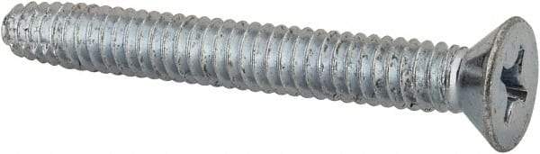 Value Collection - 1/4-20 UNC Thread, 2" OAL, Phillips Drive Steel Thread Cutting Screw - Flat Head, Grade 2, Point Type F, Zinc-Plated Finish - USA Tool & Supply