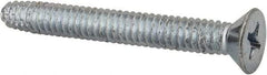 Value Collection - 1/4-20 UNC Thread, 2" OAL, Phillips Drive Steel Thread Cutting Screw - Flat Head, Grade 2, Point Type F, Zinc-Plated Finish - USA Tool & Supply