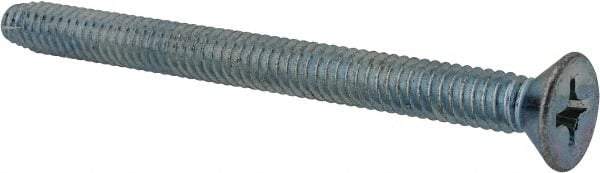 Value Collection - 1/4-20 UNC Thread, 3" OAL, Phillips Drive Steel Thread Cutting Screw - Flat Head, Grade 2, Point Type F, Zinc-Plated Finish - USA Tool & Supply