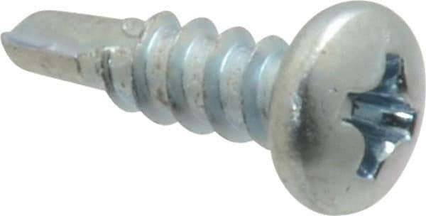 Value Collection - #6, Pan Head, Phillips Drive, 1/2" Length Under Head, #2 Point, Self Drilling Screw - Steel, Zinc-Plated Finish - USA Tool & Supply