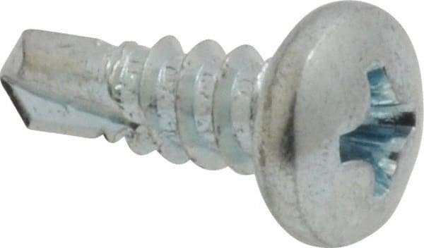 Value Collection - #8, Pan Head, Phillips Drive, 1/2" Length Under Head, #2 Point, Self Drilling Screw - Steel, Zinc-Plated Finish - USA Tool & Supply