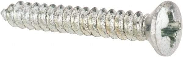 Value Collection - #6 Oval Head Phillips Sheet Metal Screw - Steel, 1" OAL, AISI 1016, ANSI/ASME B18.6.4, ASME B18.6.3 & SAE J933, Grade 1016-1024 - USA Tool & Supply